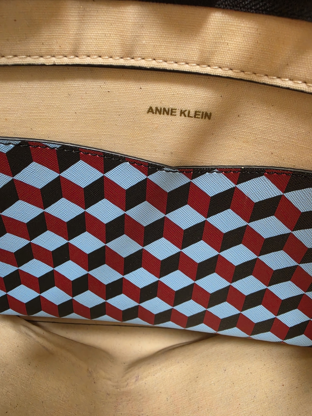 Anne Klein Pink & Blue Geometric Lion Tote - Picture 5 of 8